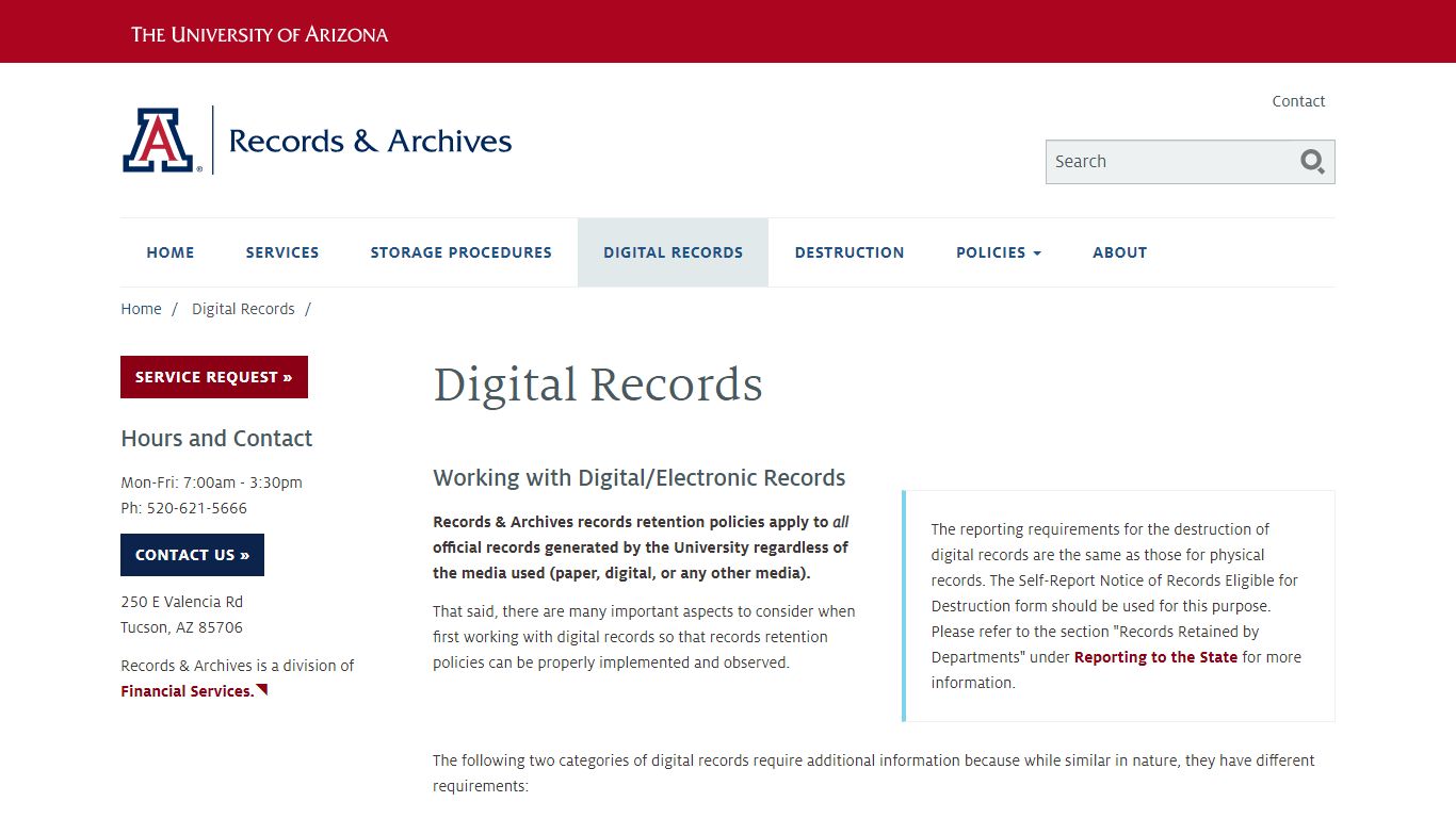 Digital Records | Records & Archives | The University of Arizona